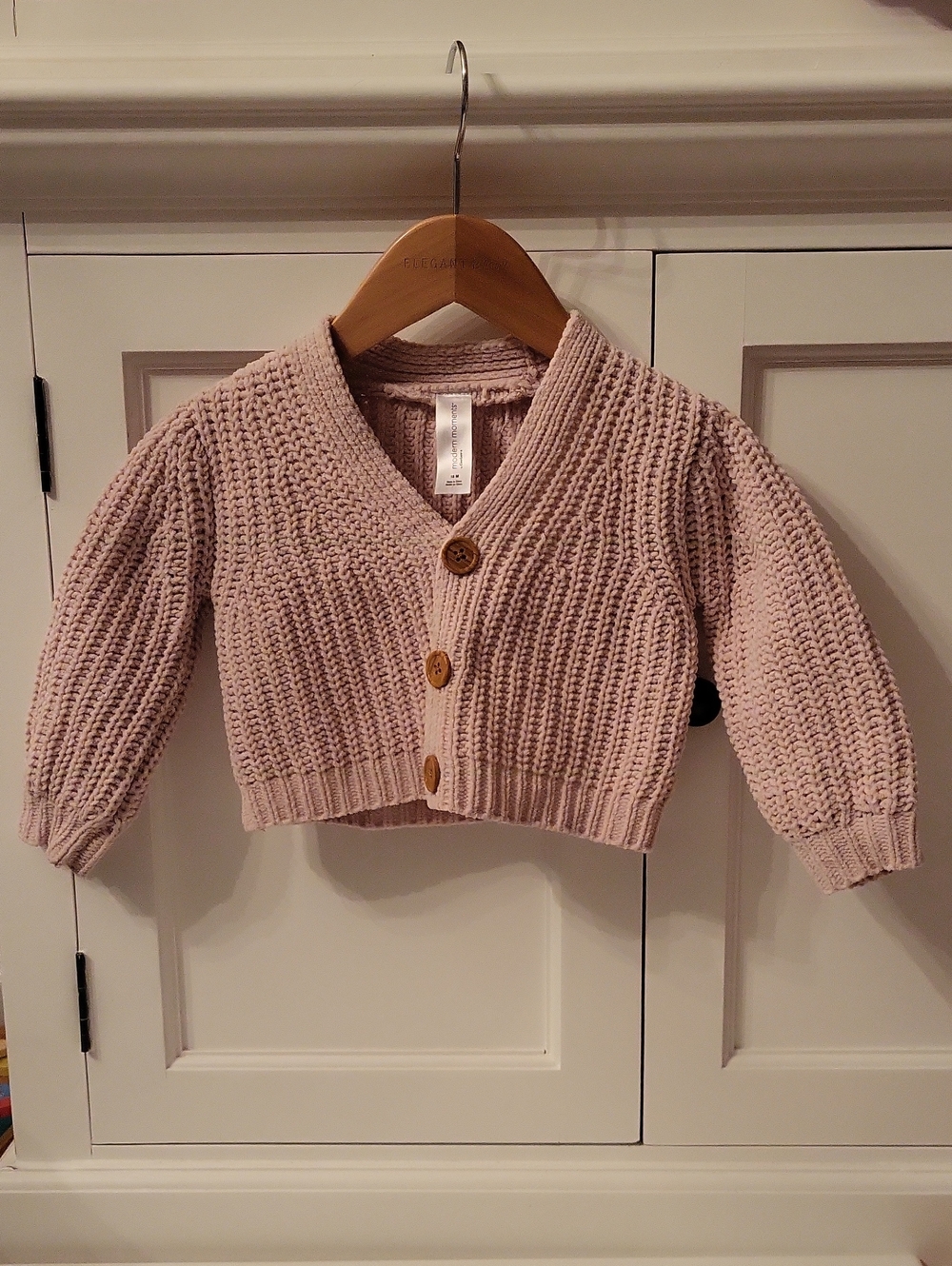 Chunky Knit Baby Cardigan - Light Dusty Pink NWOT